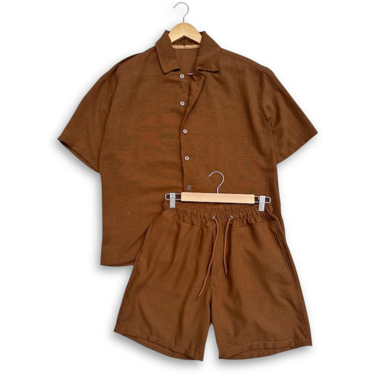 Conjunto de lino tostado