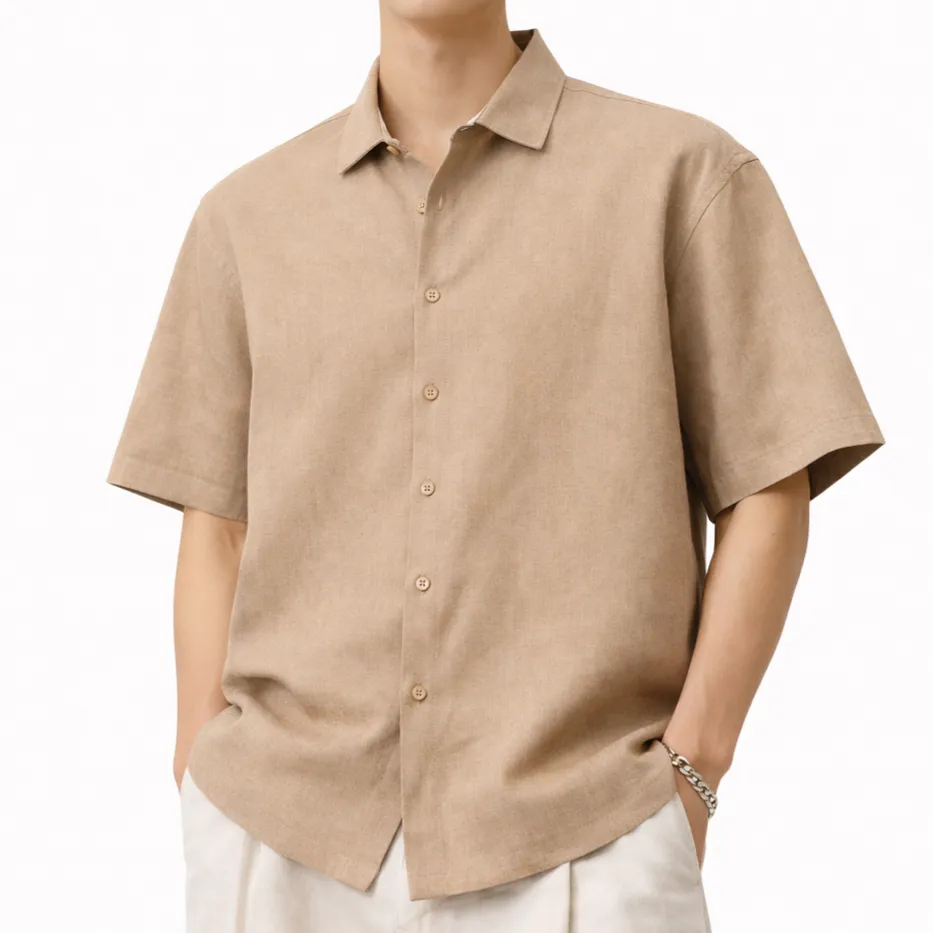 Camisa lino beige