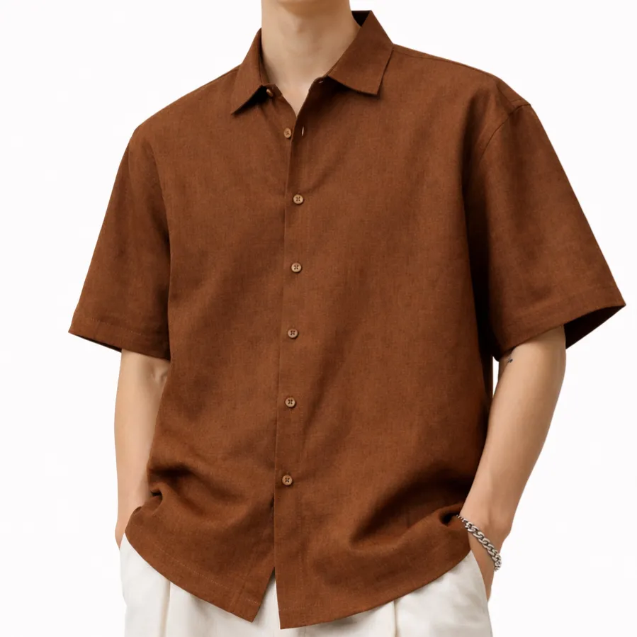 Camisa lino tostado