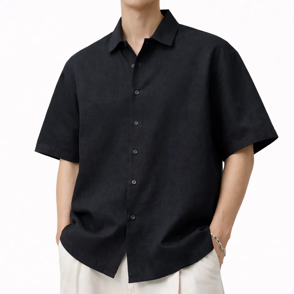Camisa lino negra