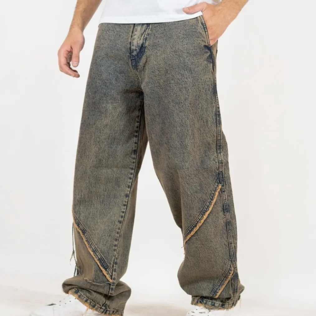 baggy pardo costura