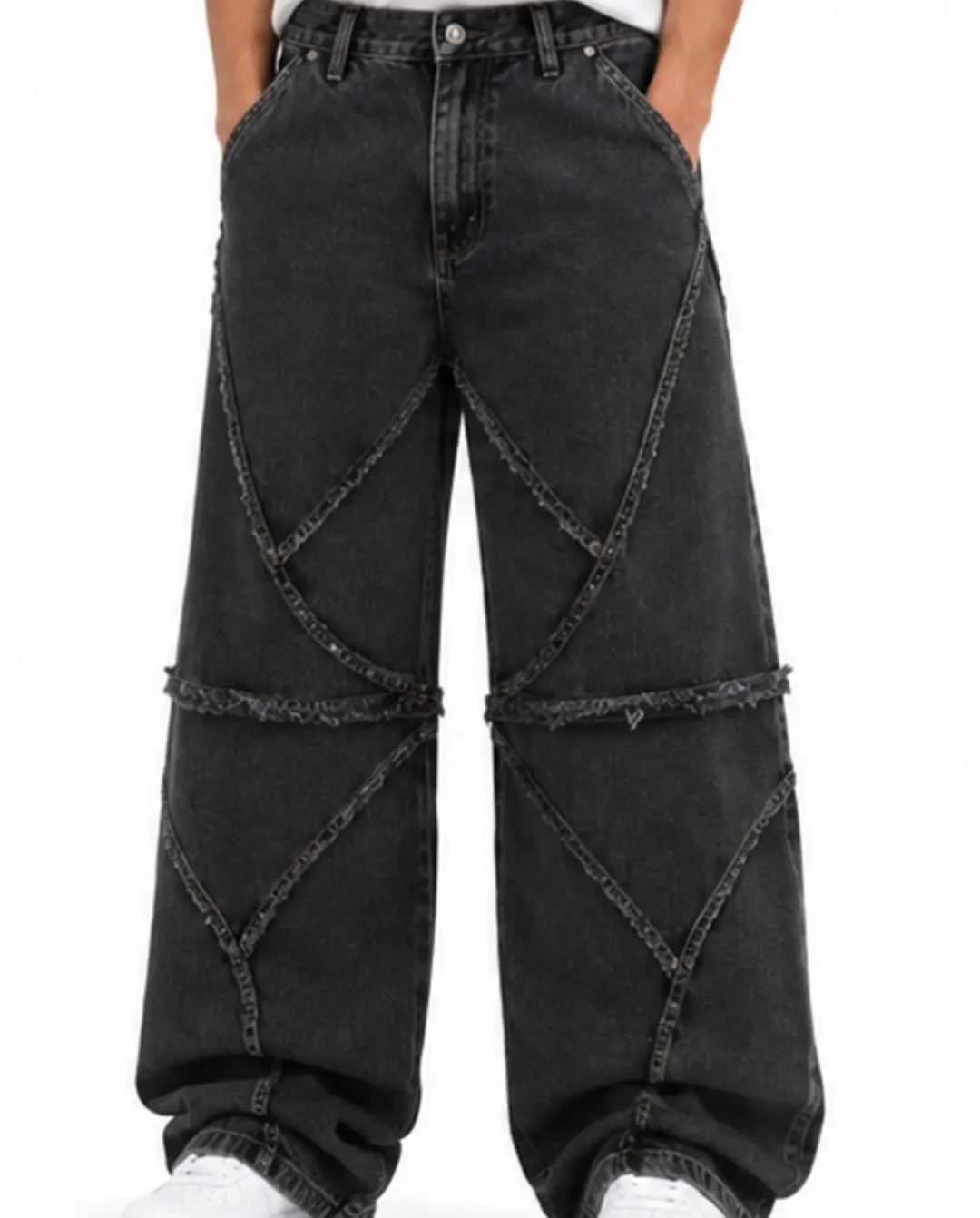 pantalon desmontable gris con recortes